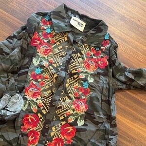 Savanna Jane Camo embroidered shirt / dress / duster / coverup